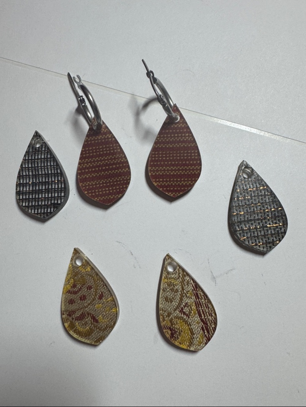 Brown and Yellow interchangeable teardrop lucite Dangle Earring Charm